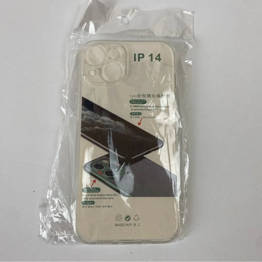 For iPhone 14 Clear flexible Case 0.5MM higher then the screen & lens to protect
